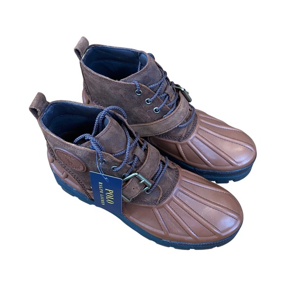 Polo Ralph Lauren Oslo Low Brown Waterproof Leather Duck Boots Mens - Picture 1 of 16
